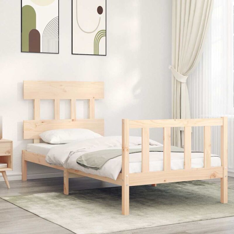 foto del prodotto giroletto con testiera single in legno massello vidaxl 850475