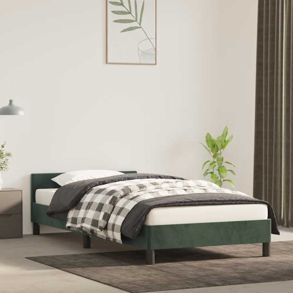 foto del prodotto giroletto con testiera verde scuro 90x190 cm in velluto cod mxl 60852