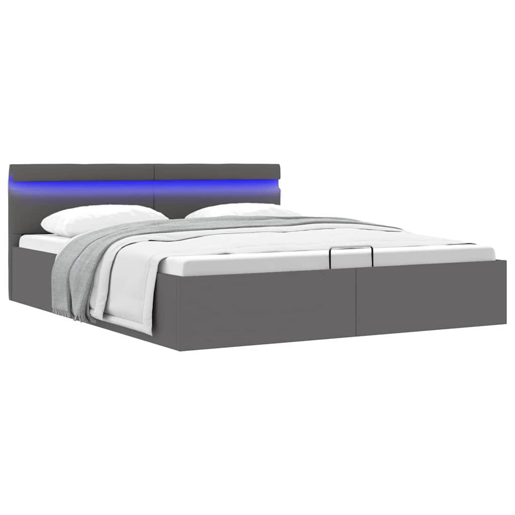 foto del prodotto giroletto contenitore idraulico led grigio similpelle 160x200cm