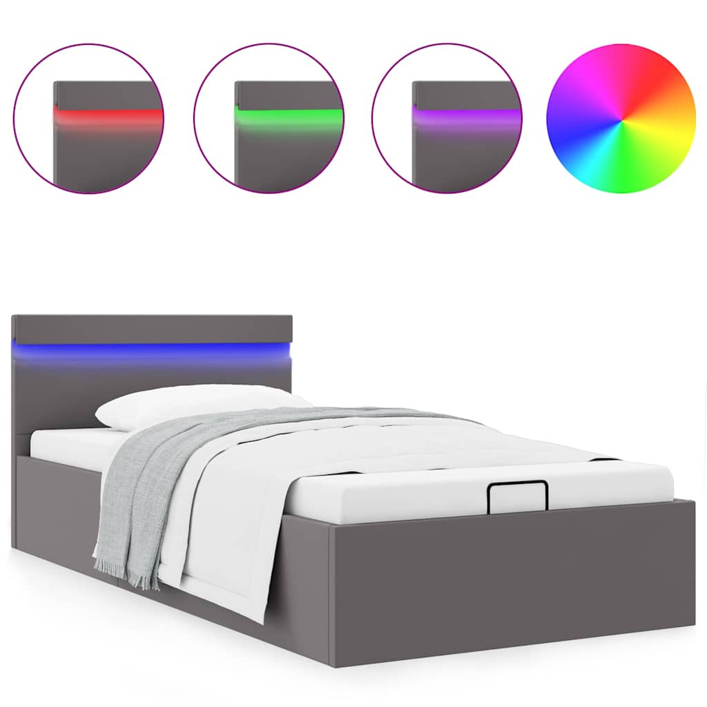 foto del prodotto giroletto contenitore idraulico led grigio similpelle 90x200 cm vidaxl