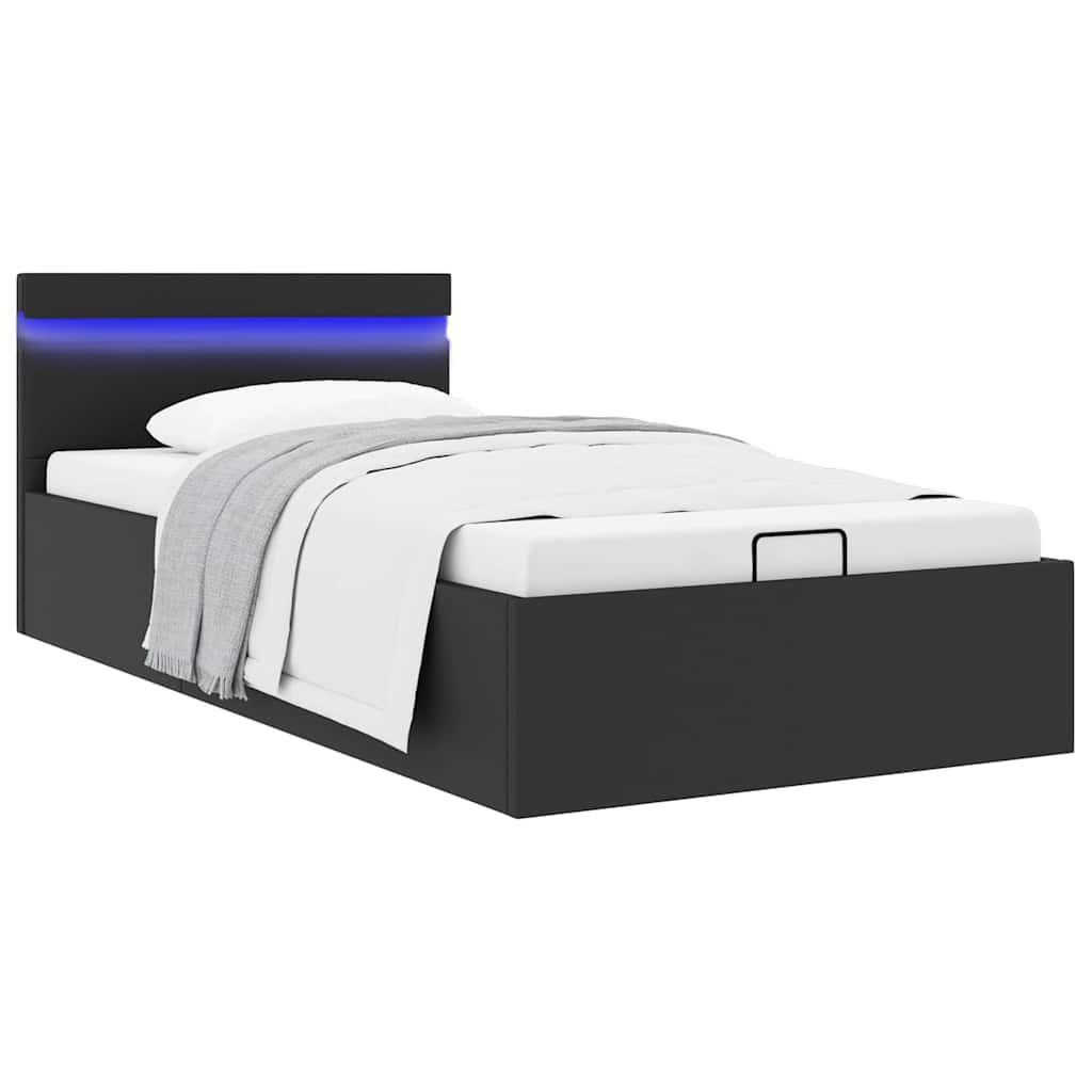 foto del prodotto giroletto contenitore idraulico led nero similpelle 100x200 cm