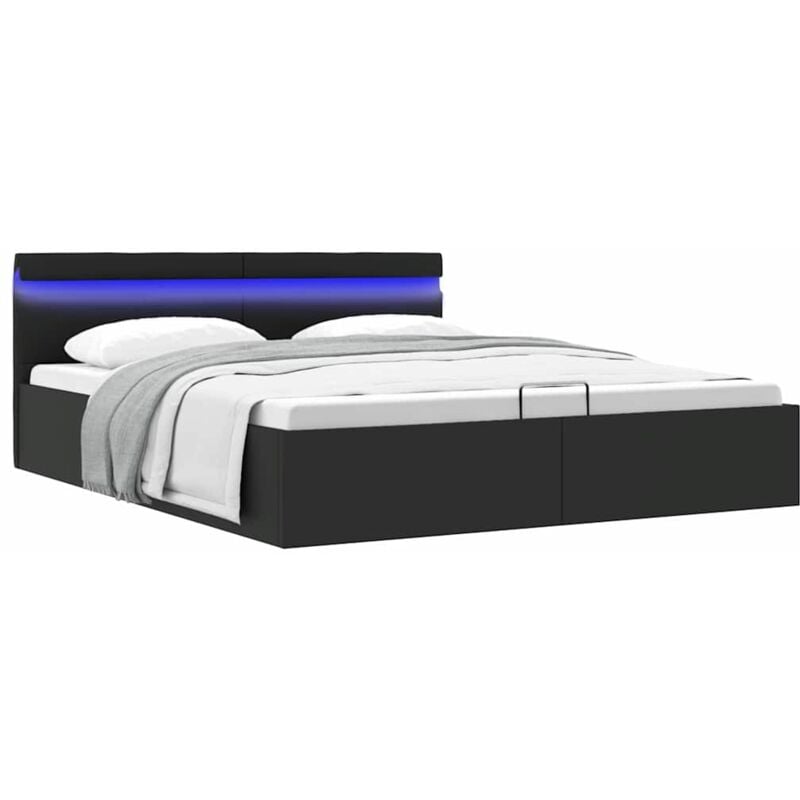 foto del prodotto giroletto contenitore idraulico led nero similpelle 180x200cm