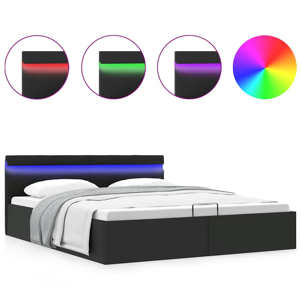 foto del prodotto giroletto contenitore idraulico led nero similpelle 180x200cm vidaxl