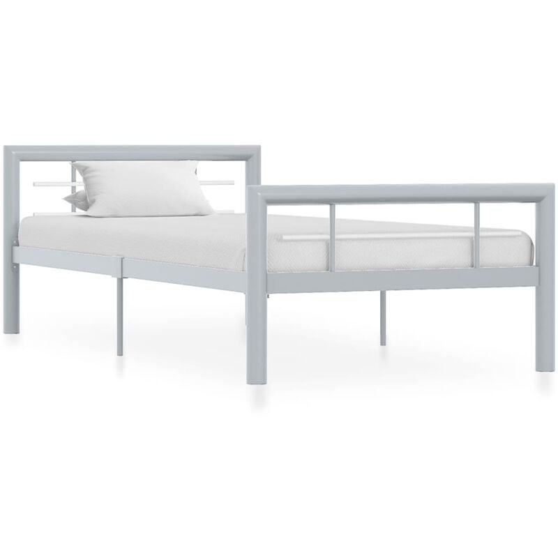 foto del prodotto giroletto grigio e bianco in metallo 90x200 cm vidaxl