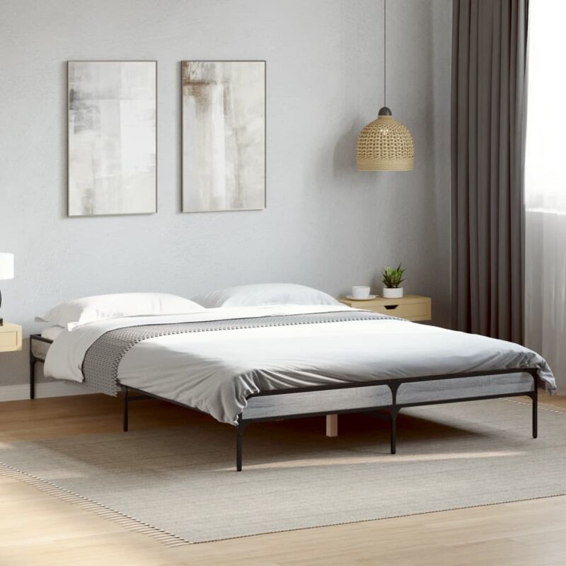 foto del prodotto giroletto grigio sonoma 120x190 cm in legno multistrato metallo vidaxl