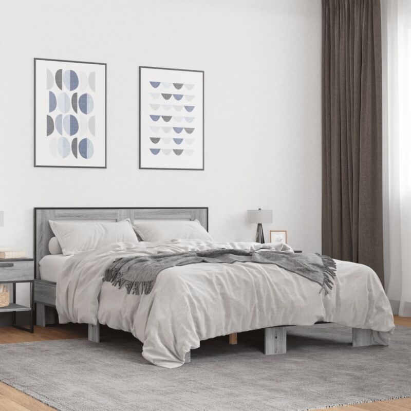 foto del prodotto giroletto grigio sonoma 120x200 cm in legno multistrato metallo vidaxl
