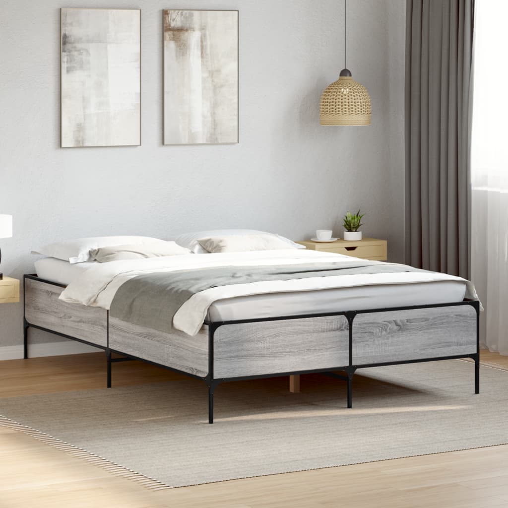 foto del prodotto giroletto grigio sonoma 160x200 cm in legno multistrato metallo
