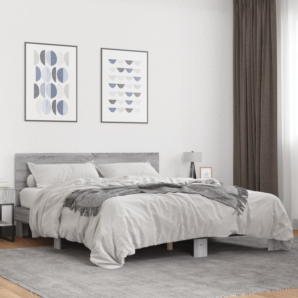 foto del prodotto giroletto grigio sonoma 160x200 cm in legno multistrato metallo