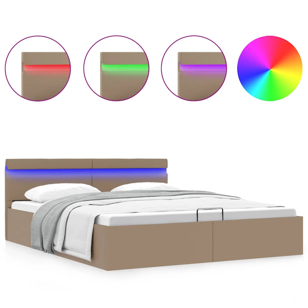 foto del prodotto giroletto idraulico con led cappuccino similpelle 180x200cm cod mxl 41308