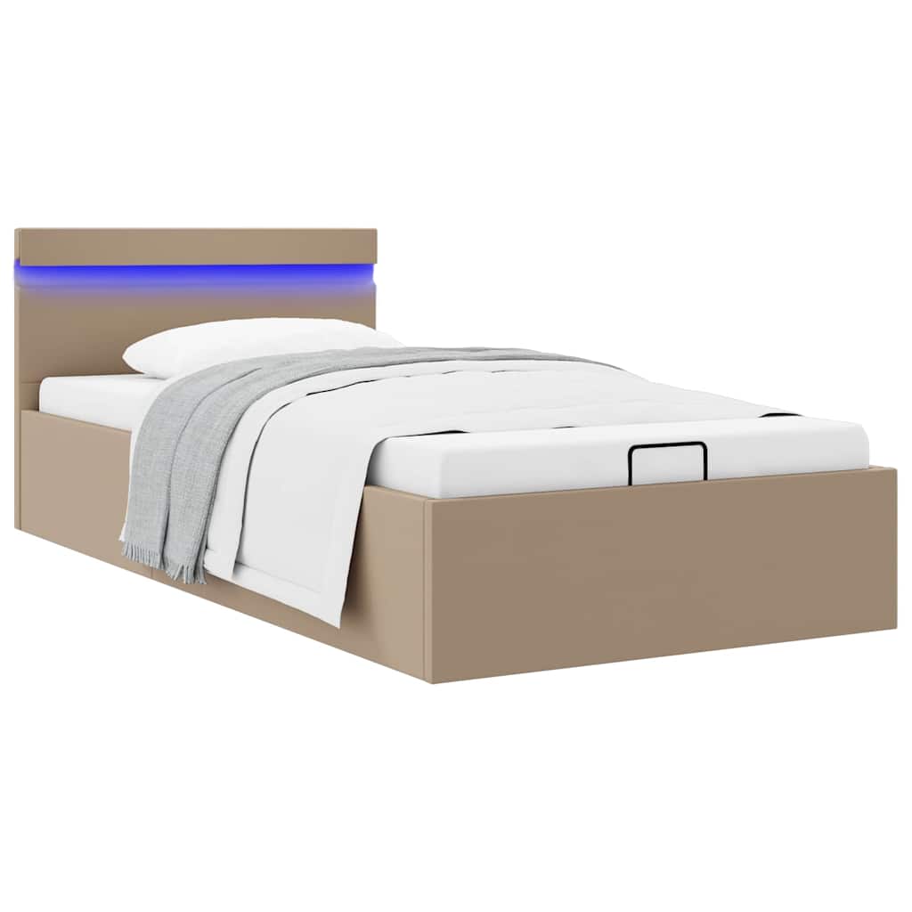 foto del prodotto giroletto idraulico con led cappuccino similpelle 90x200 cm