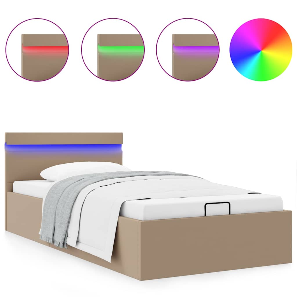 foto del prodotto giroletto idraulico con led cappuccino similpelle 90x200cm cod mxl 64890