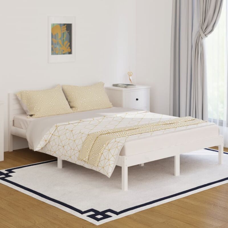 foto del prodotto giroletto in legno massello di pino 140x200 cm bianco vidaxl