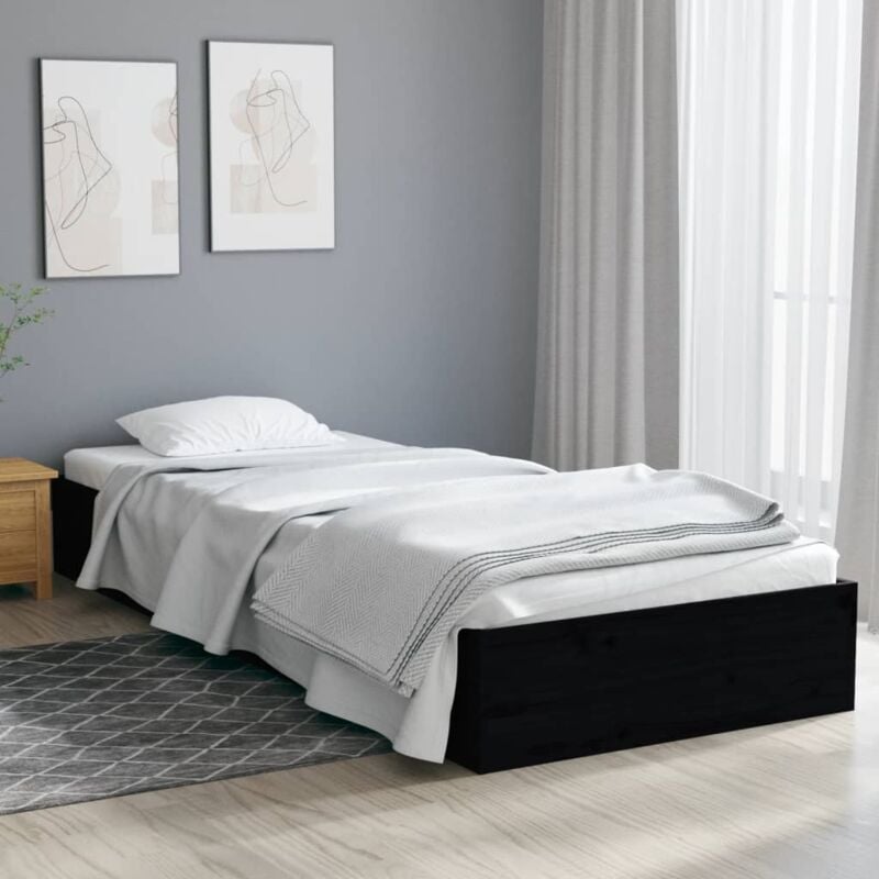 foto del prodotto giroletto in legno massello nero 75x190 cm small single vidaxl