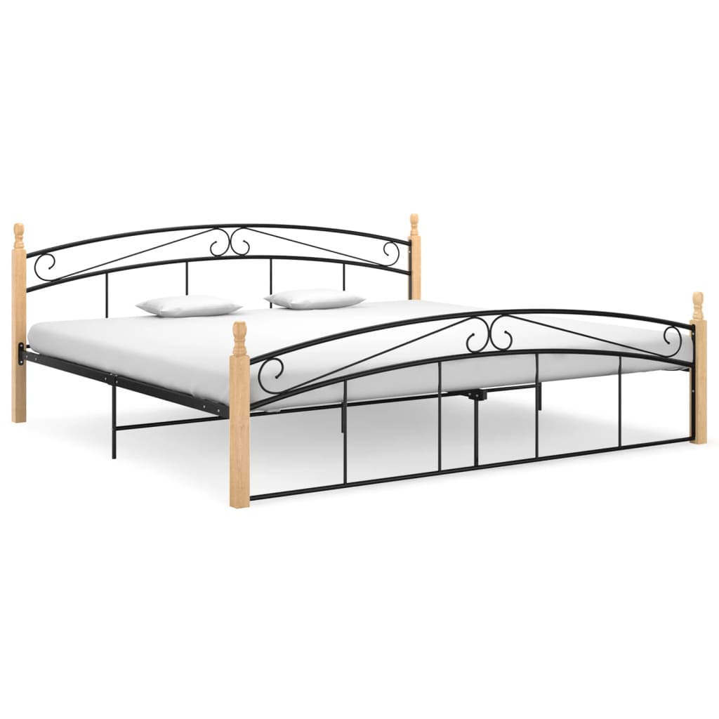 foto del prodotto giroletto in metallo nero e legno massello di rovere 200x200 cm cod mxl 58579