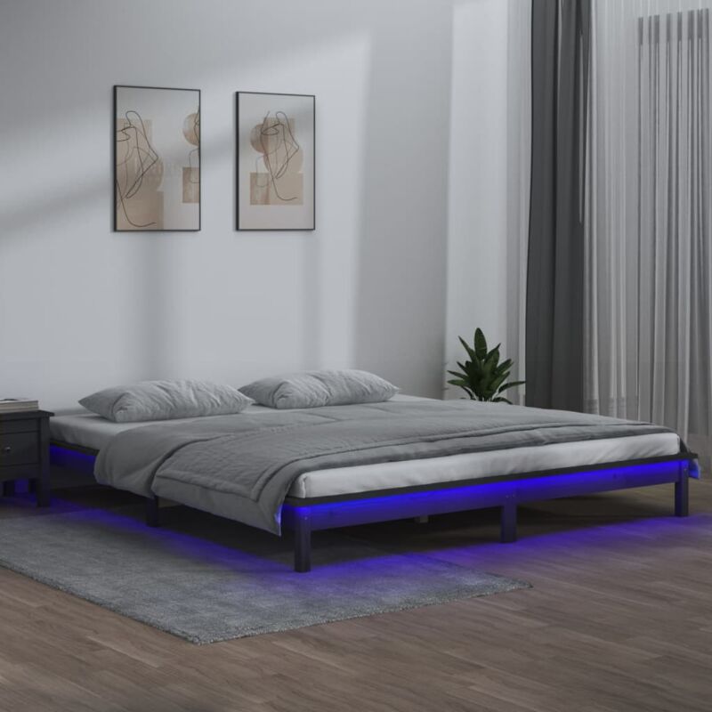 foto del prodotto giroletto led grigio 120x190 cm small double legno massello vidaxl