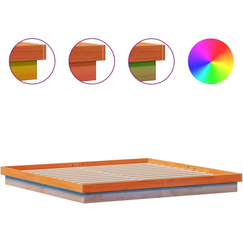 foto del prodotto giroletto led marrone cera 180x200 cm in legno massello di pino vidaxl