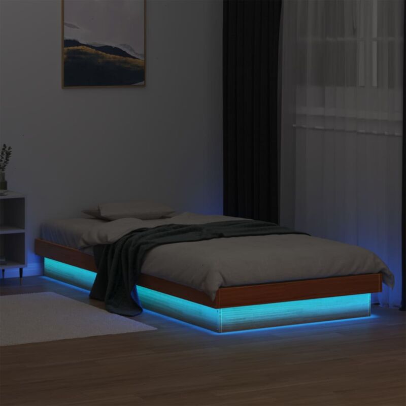 foto del prodotto giroletto led marrone cera 90x200 cm in legno massello di pino vidaxl
