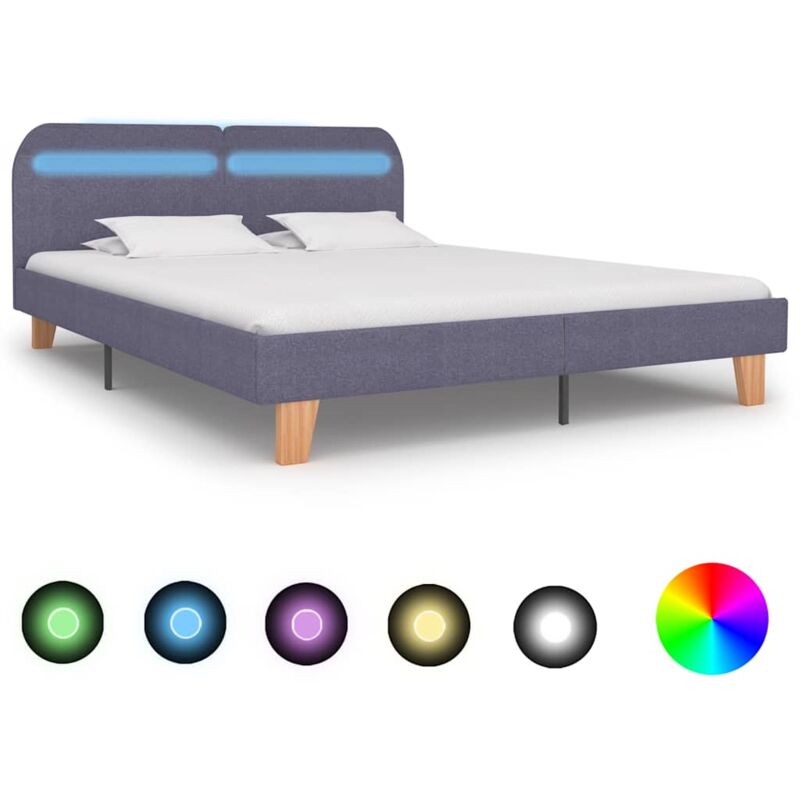 foto del prodotto giroletto led senza materasso grigio chiaro 150x200 cm tessuto vidaxl