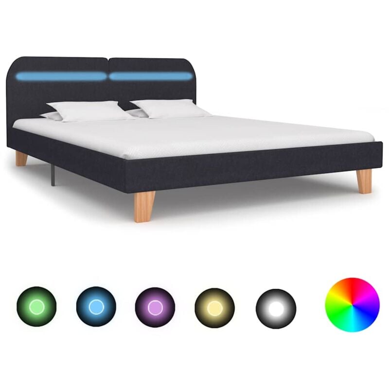 foto del prodotto giroletto led senza materasso grigio scuro 150x200 cm tessuto vidaxl