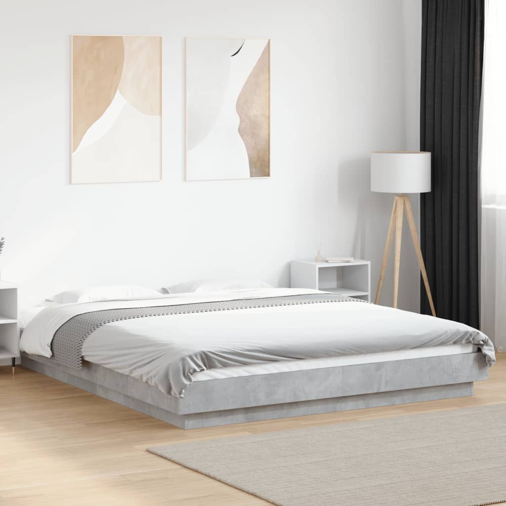 foto del prodotto giroletto luci led grigio cemento 150x200 cm legno multistrato