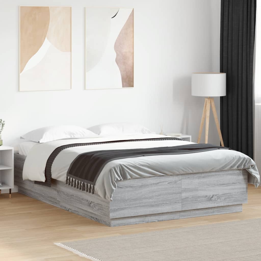 foto del prodotto giroletto luci led grigio sonoma 150x200 cm legno multistrato