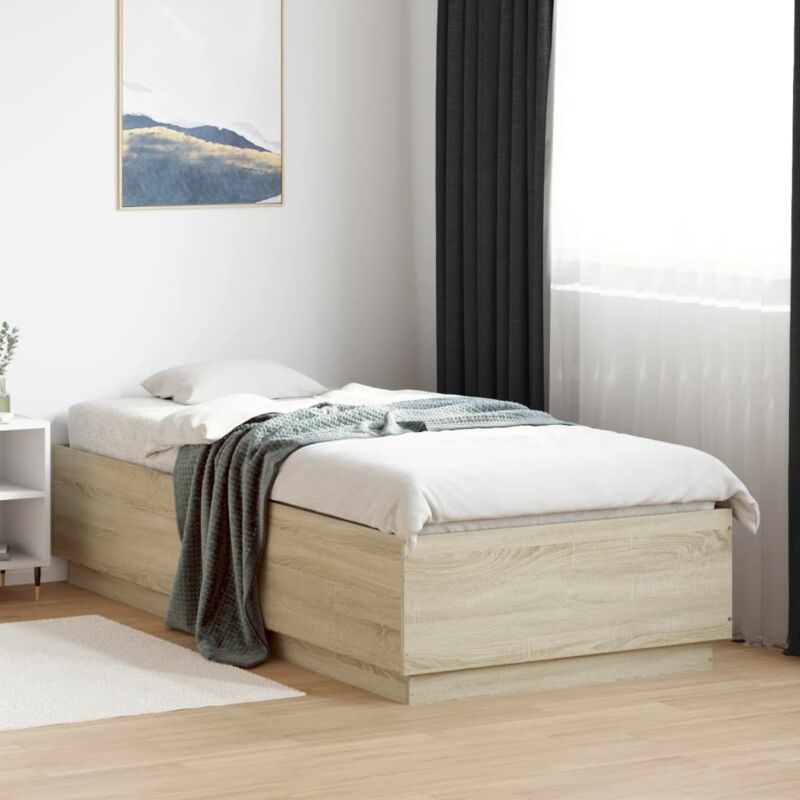 foto del prodotto giroletto luci led rovere sonoma 100x200cm in legno multistrato vidaxl