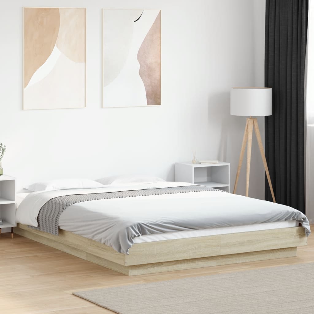 foto del prodotto giroletto luci led rovere sonoma 140x190 cm legno multistrato
