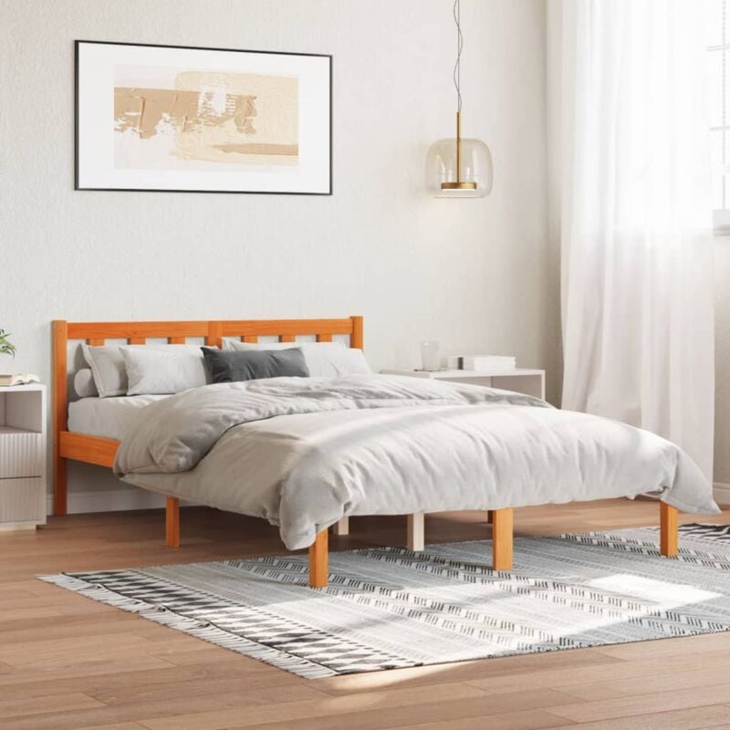 foto del prodotto giroletto marrone cera 140x190 cm in legno massello di pino