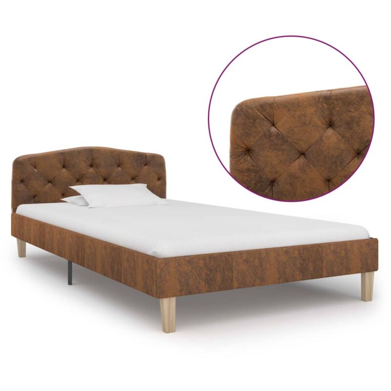 foto del prodotto giroletto marrone in similpelle scamosciata 90x200 cm vidaxl