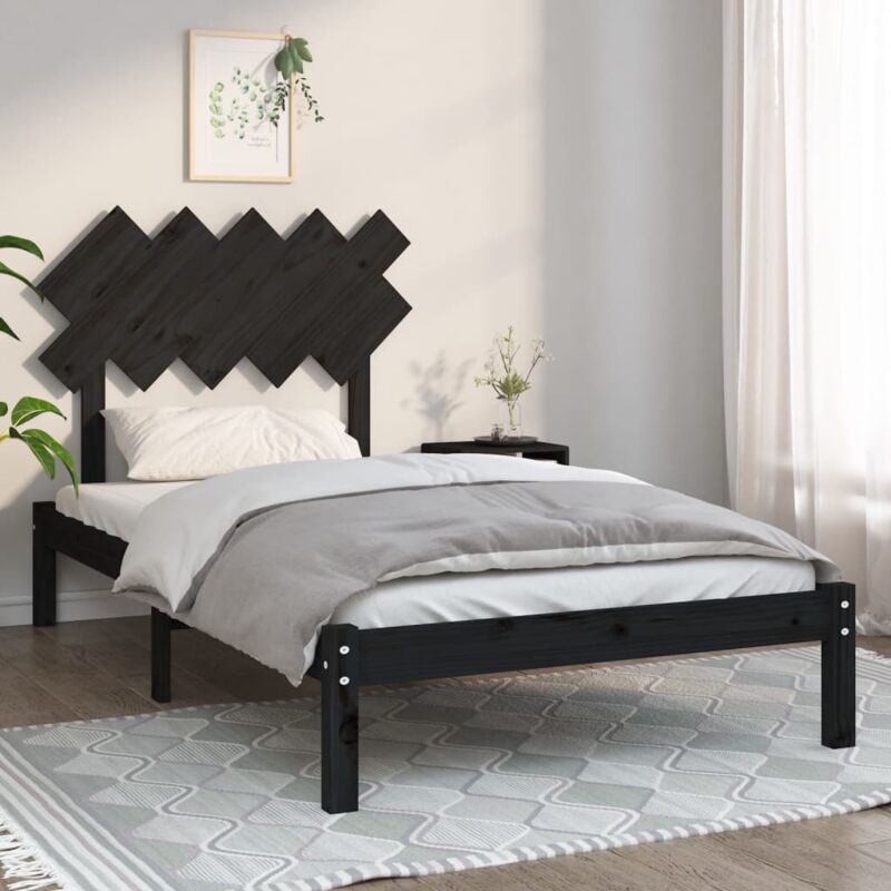 foto del prodotto giroletto nero 100x200 cm in legno massello vidaxl