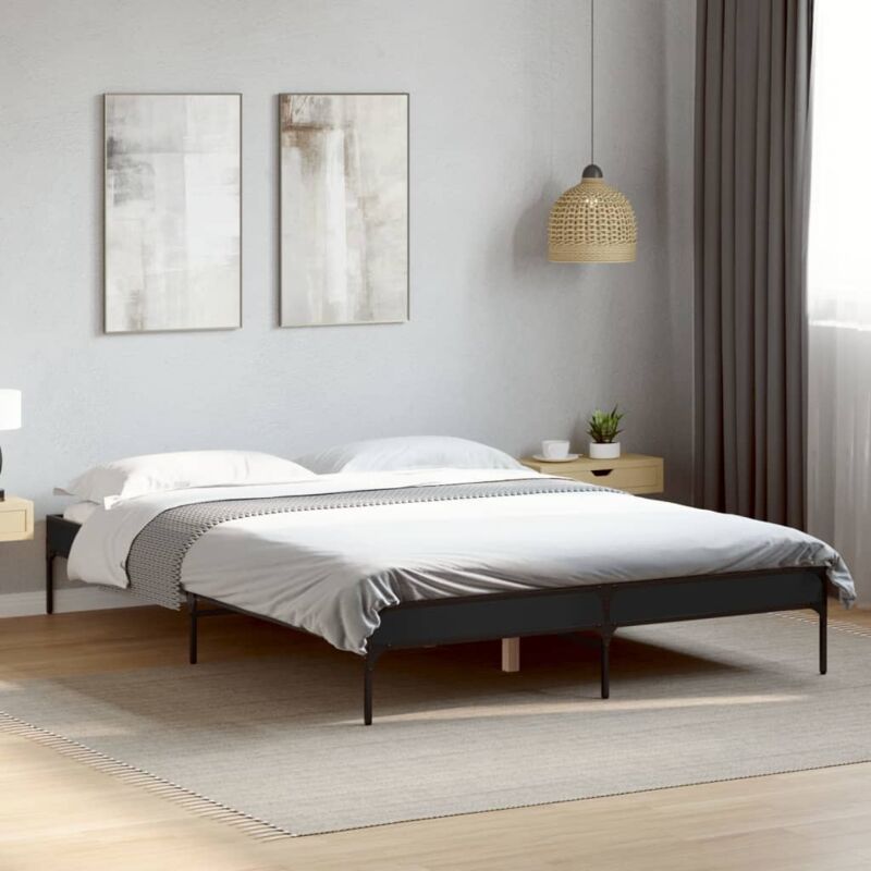 foto del prodotto giroletto nero 120x190 cm in legno multistrato e metallo vidaxl