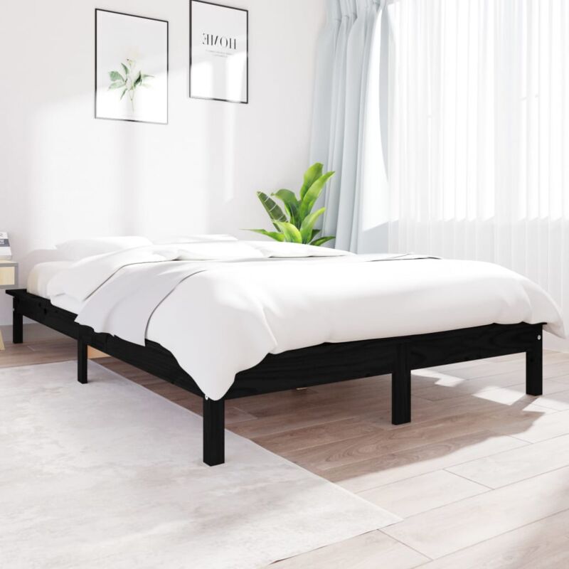 foto del prodotto giroletto nero 160x200 cm in legno massello di pino vidaxl