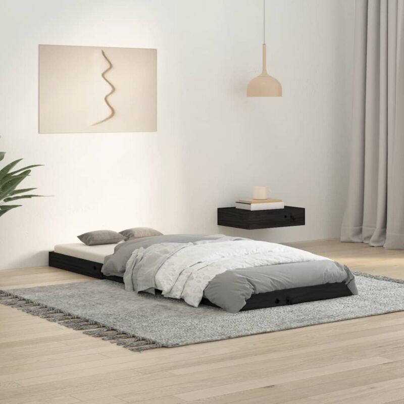 foto del prodotto giroletto nero 75x190 cm small single in legno massello di pino vidaxl