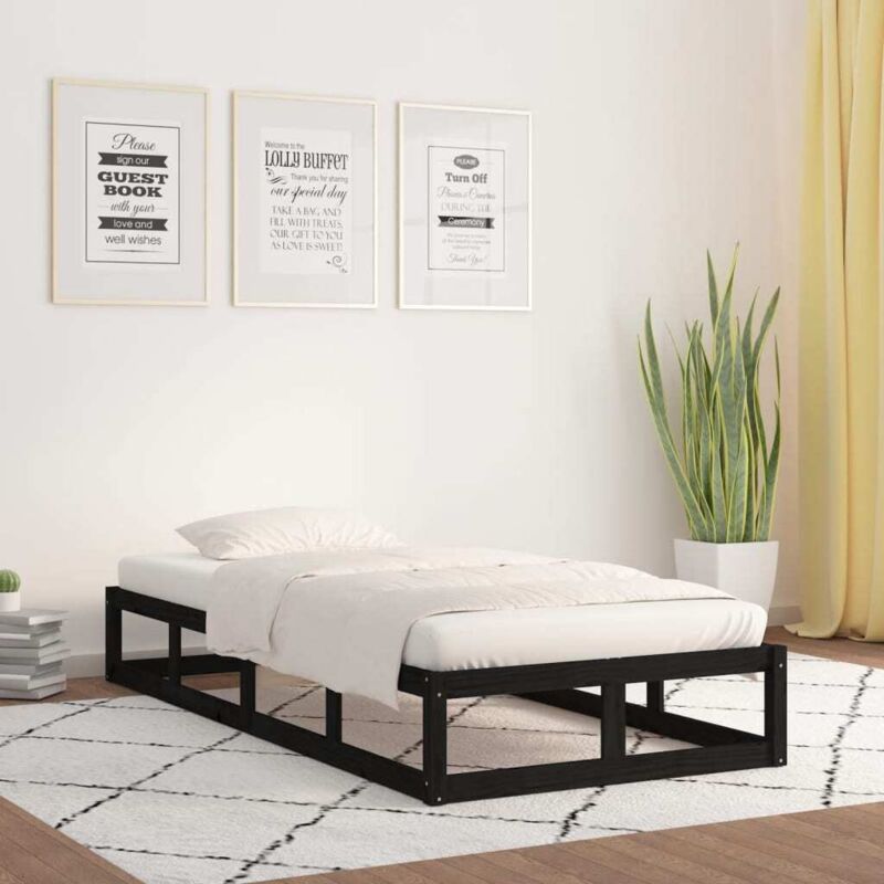 foto del prodotto giroletto nero 75x190 cm small single in legno massello vidaxl
