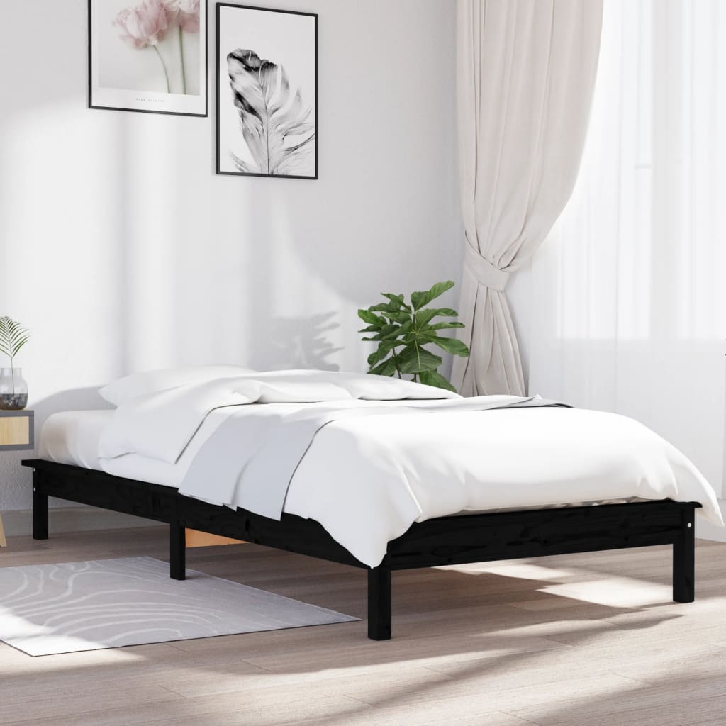 foto del prodotto giroletto nero 90x200 cm in legno massello di pino cod mxl 61824