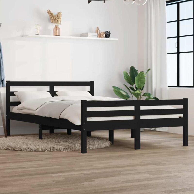 foto del prodotto giroletto nero in legno massello 140x190 cm