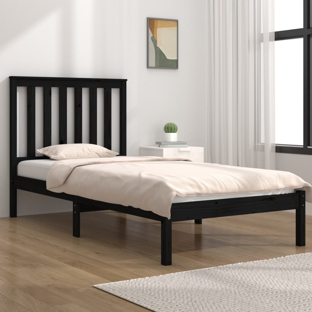 foto del prodotto giroletto nero legno massello pino 75x190 cm 2ft6 small single cod mxl 53598
