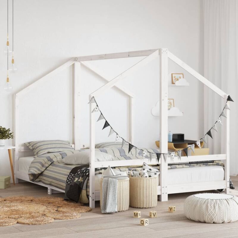 foto del prodotto giroletto per bambini bianco 2x 80x200 cm legno massello pino vidaxl