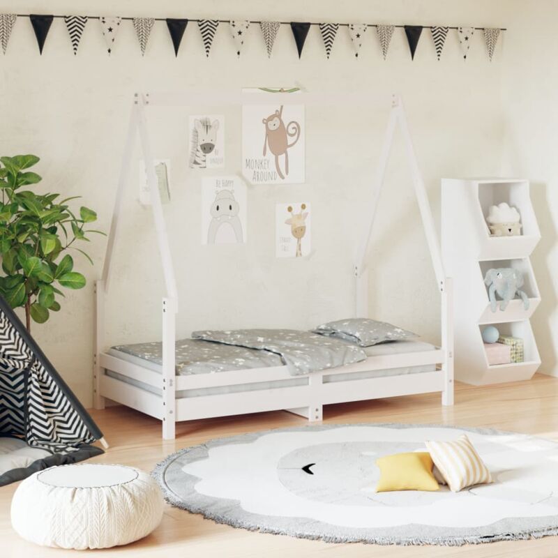 foto del prodotto giroletto per bambini bianco 70x140cm in legno massello di pino vidaxl