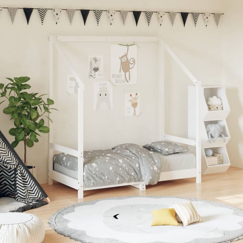 foto del prodotto giroletto per bambini bianco 70x140cm in legno massello di pino vidaxl
