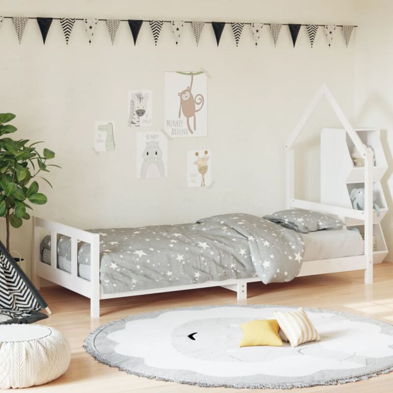 foto del prodotto giroletto per bambini bianco 90x190cm in legno massello di pino vidaxl