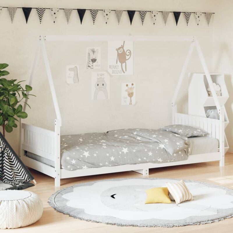 foto del prodotto giroletto per bambini bianco 90x200cm in legno massello di pino