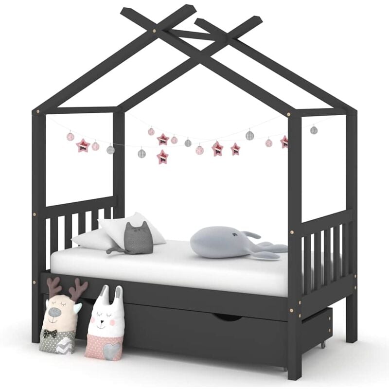 foto del prodotto giroletto per bambini con cassetto in legno di pino 70x140cm - vidaxl