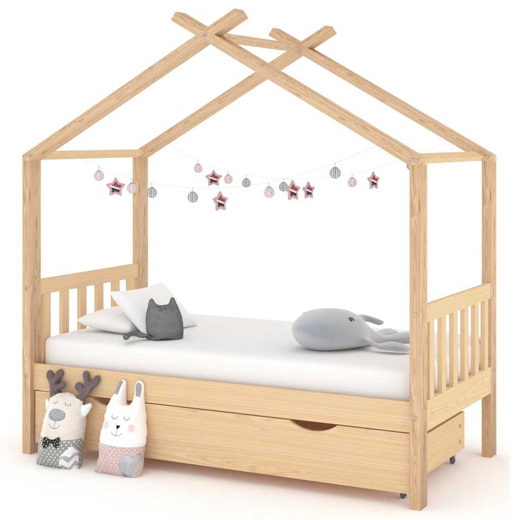 foto del prodotto giroletto per bambini con cassetto in pino massello 80x160 cm