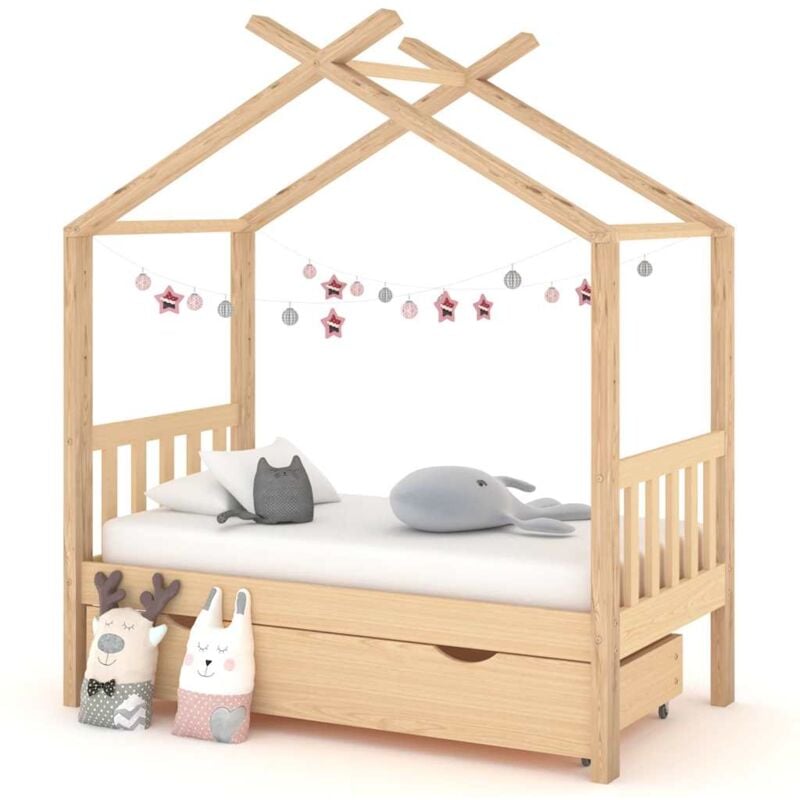 foto del prodotto giroletto per bambini con cassetto legno massello pino 70x140cm vidaxl