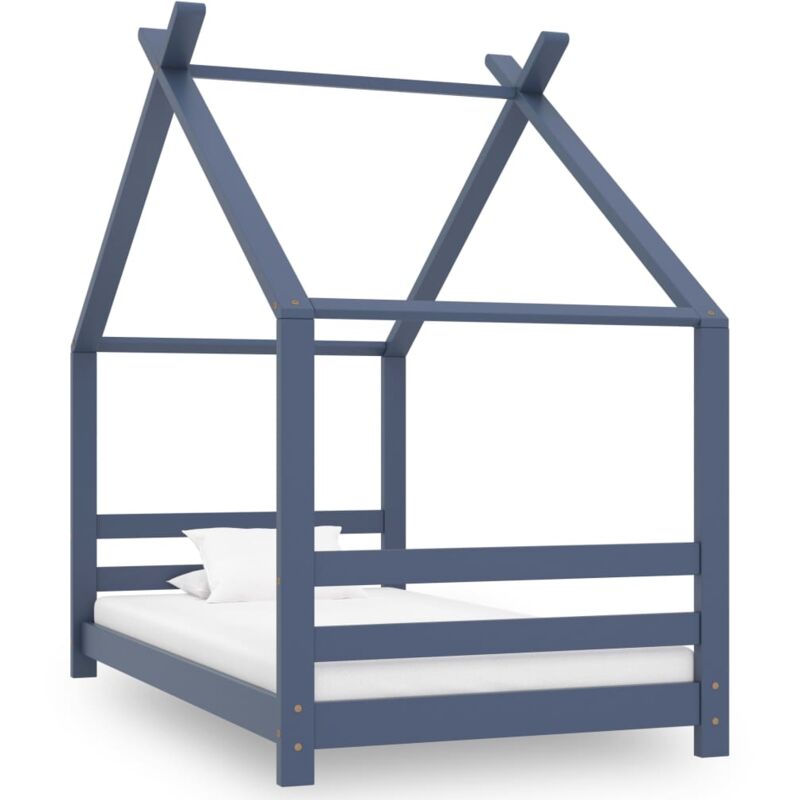 foto del prodotto giroletto per bambini grigio in legno massello di pino 80x160cm vidaxl