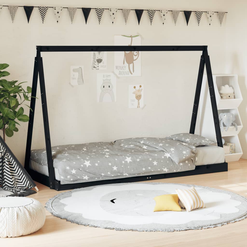 foto del prodotto giroletto per bambini nero 80x200 cm in legno massello di pinocod mxl 118869