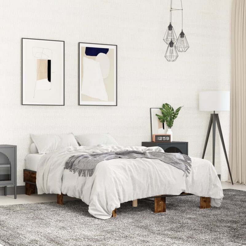 foto del prodotto giroletto rovere fumo 120x190 cm in legno multistrato metallo vidaxl