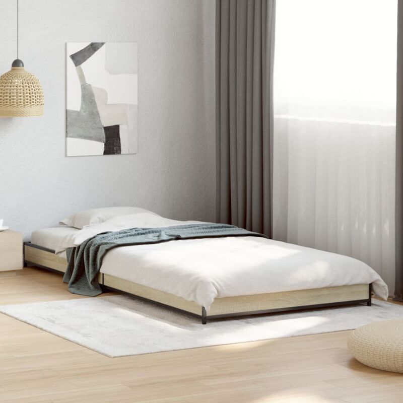 foto del prodotto giroletto rovere sonoma 75x190cm in legno multistrato e metallo vidaxl