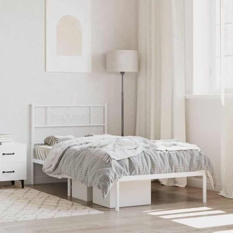 foto del prodotto giroletto senza materaso con testiera metallo bianco 75x190 cm vidaxl
